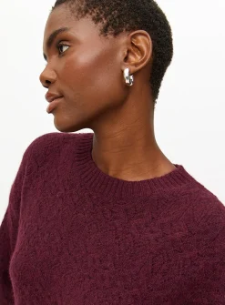 Burgundy Pointelle Knitted Jumper 16