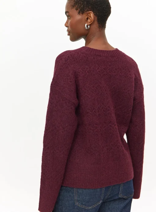 Burgundy Pointelle Knitted Jumper 16