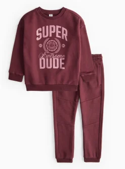 Burgundy Super Awesome Dude Sweatshirt & Joggers Set 1-2 years