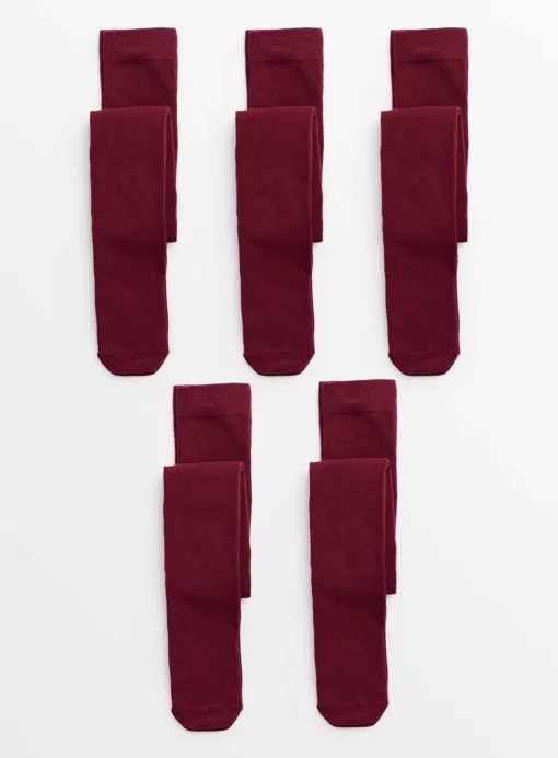 Burgundy Super Soft Seamless Tights 5 Pack 2-3 years