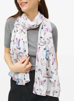 Butterfly Print Lightweight Scarf One Size