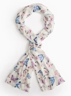 Butterfly Print Lightweight Scarf One Size