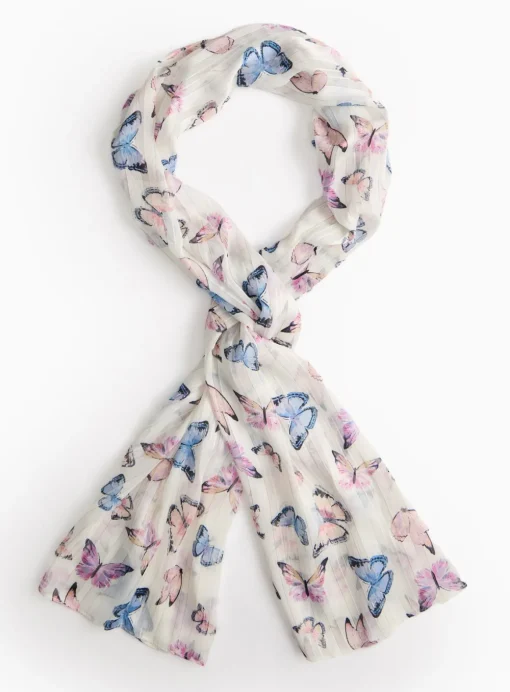 Butterfly Print Lightweight Scarf One Size