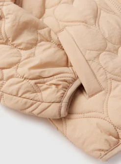 Camel Quilted Hearts Lightweight Coat 1-2 years