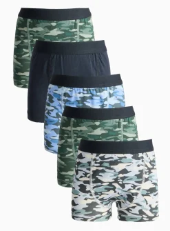 Camouflage Print Trunks 5 Pack 7-8 years