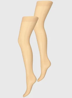 Caramel Nude 7 Denier Bare Tights 2 Pack S