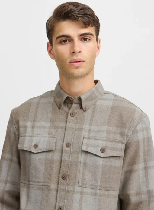 CASUAL FRIDAY CFAUGUSTO Sand Check Overshirt XXL