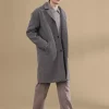 CASUAL FRIDAY CFCLAES Sand Houndstooth Relaxed Overcoat M