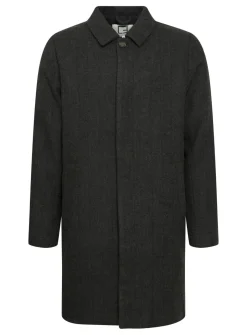 CASUAL FRIDAY CFCOLE Dark Grey Herringbone Wool Mix Coat XL