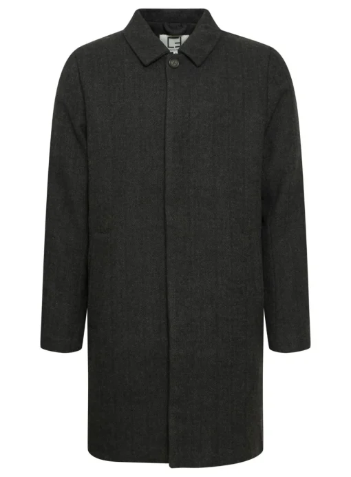 CASUAL FRIDAY CFCOLE Dark Grey Herringbone Wool Mix Coat XL