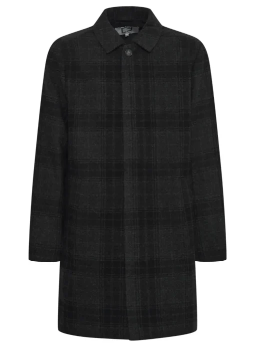CASUAL FRIDAY CFCOLE Dark Grey Check Relaxed Overcoat XL