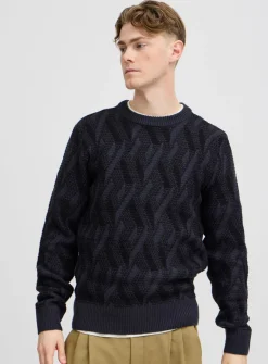 CASUAL FRIDAY CFKARL Navy Jacquard Crew Neck Knit XXL