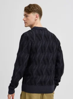 CASUAL FRIDAY CFKARL Navy Jacquard Crew Neck Knit XXL