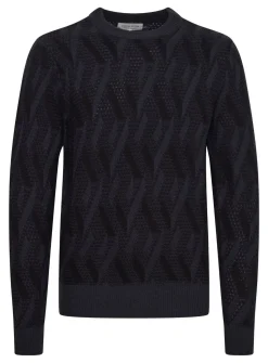 CASUAL FRIDAY CFKARL Navy Jacquard Crew Neck Knit XXL