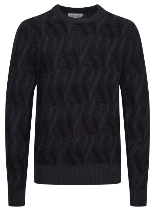 CASUAL FRIDAY CFKARL Navy Jacquard Crew Neck Knit XXL