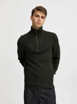 CASUAL FRIDAY CFKRISTIAN Khaki Wool Half Zip Knit L