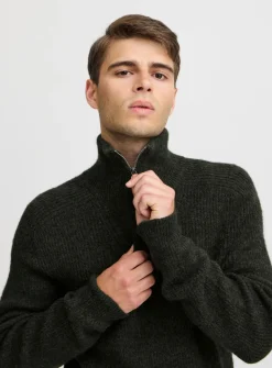 CASUAL FRIDAY CFKRISTIAN Khaki Wool Half Zip Knit L