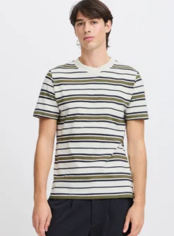 CASUAL FRIDAY Dark Green Striped Short Sleeve T-Shirt L