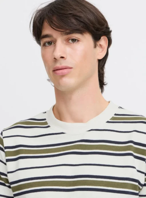 CASUAL FRIDAY Dark Green Striped Short Sleeve T-Shirt L