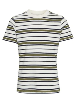 CASUAL FRIDAY Dark Green Striped Short Sleeve T-Shirt L