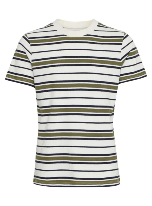 CASUAL FRIDAY Dark Green Striped Short Sleeve T-Shirt L