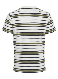 CASUAL FRIDAY Dark Green Striped Short Sleeve T-Shirt L
