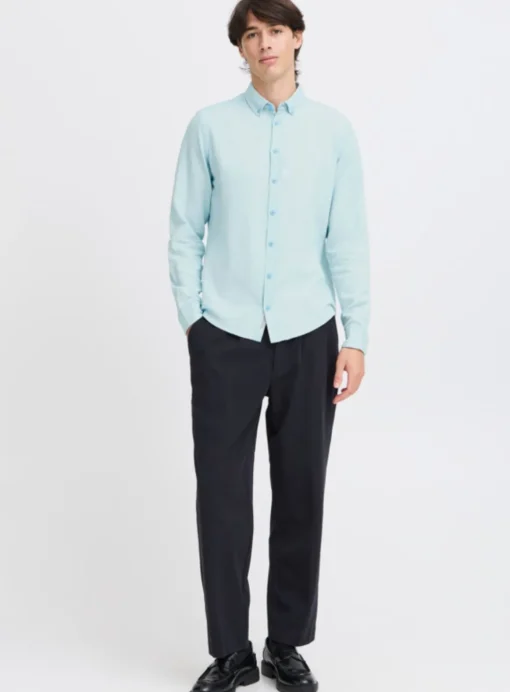 CASUAL FRIDAY Light Blue Linen Mix Chambray Shirt XXL