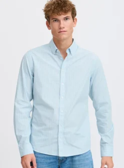 CASUAL FRIDAY Sky Blue Striped Long Sleeve Shirt XXL