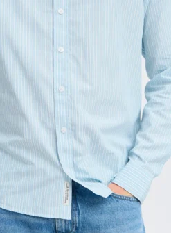 CASUAL FRIDAY Sky Blue Striped Long Sleeve Shirt XXL