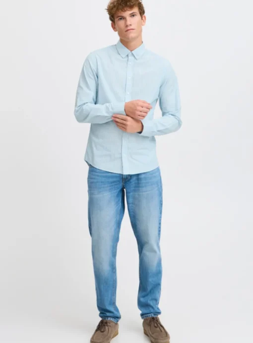 CASUAL FRIDAY Sky Blue Striped Long Sleeve Shirt XXL