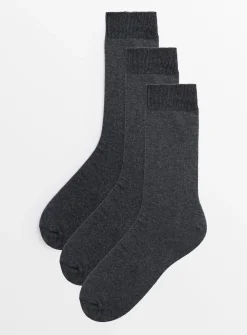 Charcoal Ankle Socks 3 Pack 6-8.5