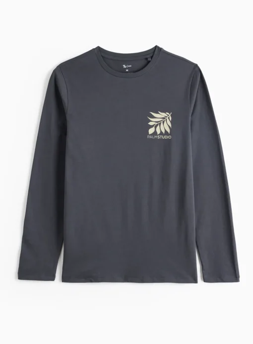 Charcoal Botanical Stencil T-Shirt L