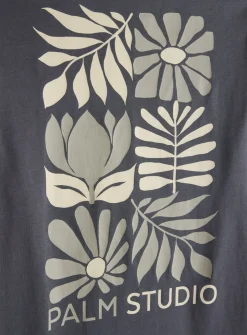 Charcoal Botanical Stencil T-Shirt L