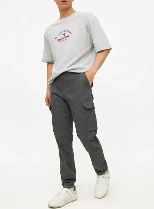 Charcoal Cuffed Cargo Trousers 40R