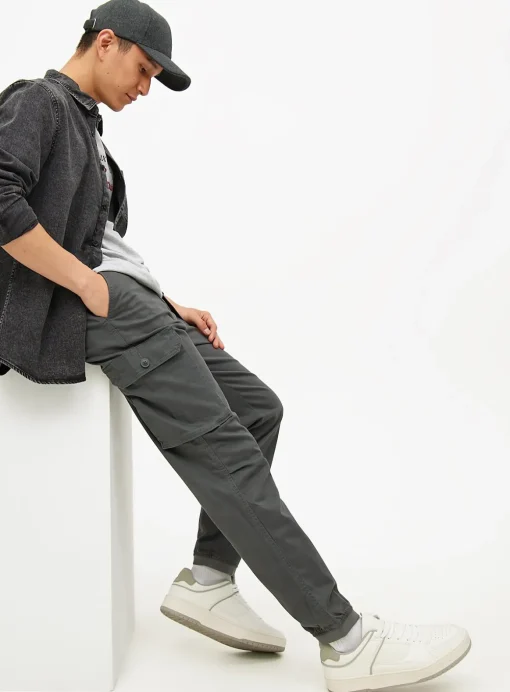 Charcoal Cuffed Cargo Trousers 40R