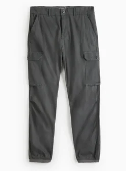 Charcoal Cuffed Cargo Trousers 40R