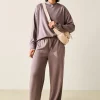 Charcoal Grey Sandwash Co-ord Wide Leg Joggers M