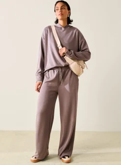 Charcoal Grey Sandwash Co-ord Wide Leg Joggers M
