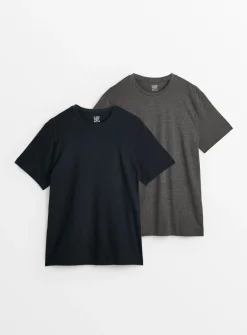 Charcoal Marl & Black Pyjama Top 2 Pack XL