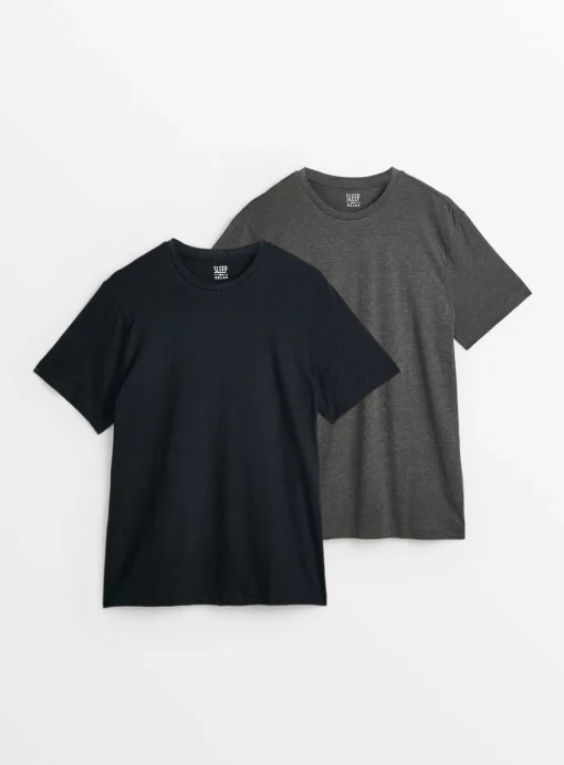 Charcoal Marl & Black Pyjama Top 2 Pack XL