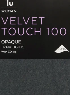 Charcoal Velvet Touch 100 Denier Tights XL