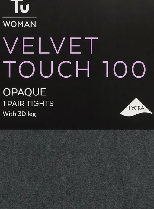 Charcoal Velvet Touch 100 Denier Tights XL