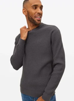 Charcoal Waffle Knit Crew Jumper XL