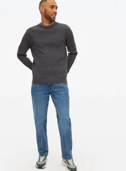 Charcoal Waffle Knit Crew Jumper XL
