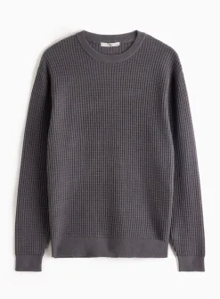Charcoal Waffle Knit Crew Jumper XL