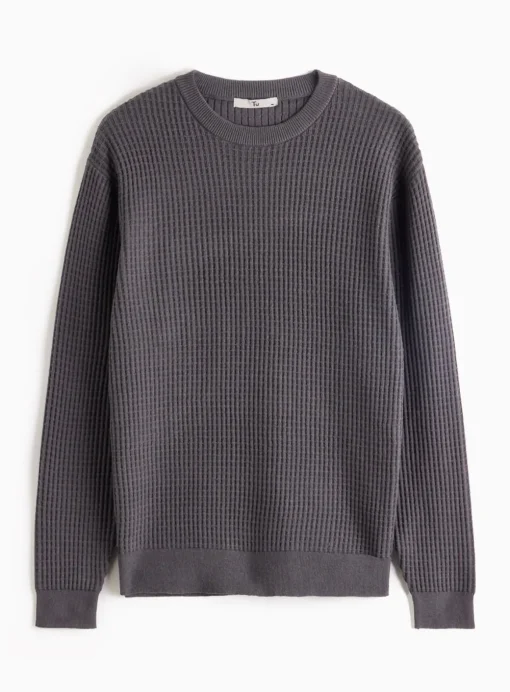 Charcoal Waffle Knit Crew Jumper XL
