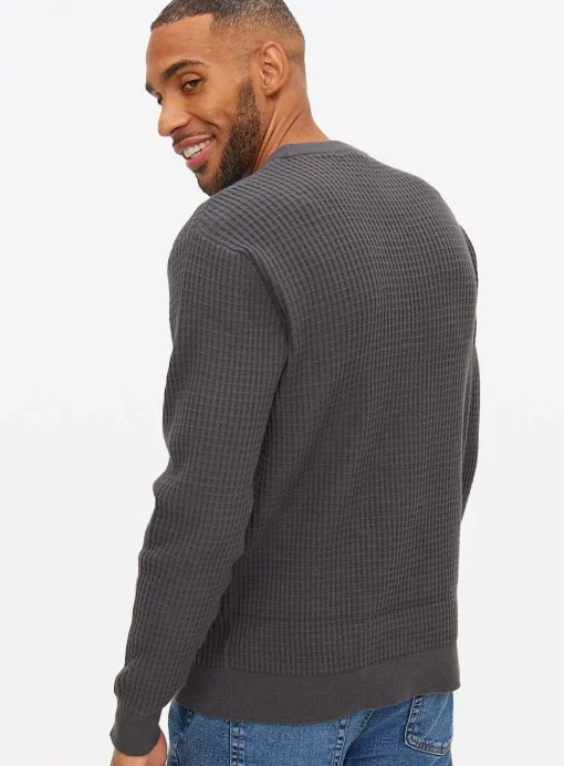 Charcoal Waffle Knit Crew Jumper XL