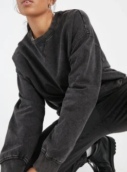 Charcoal Washed Coord Sweatshirt S
