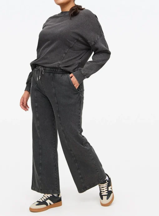 Charcoal Washed Co-ord Wide Leg Joggers XL