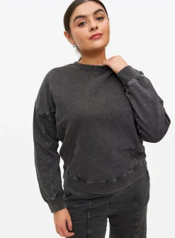 Charcoal Washed Crew Sweatshirt M
